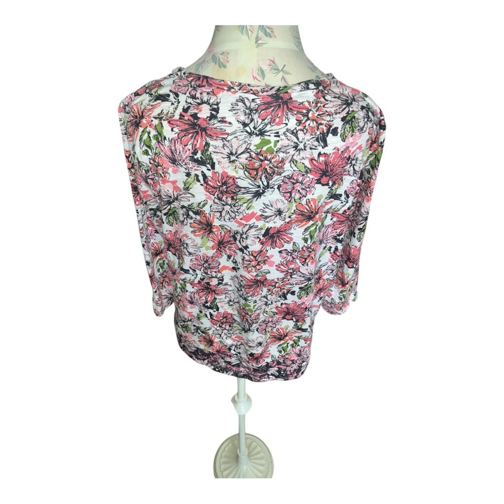 J. Jill Pink and White Floral Tunic 3/4 Sleeve - Picture 5 of 10